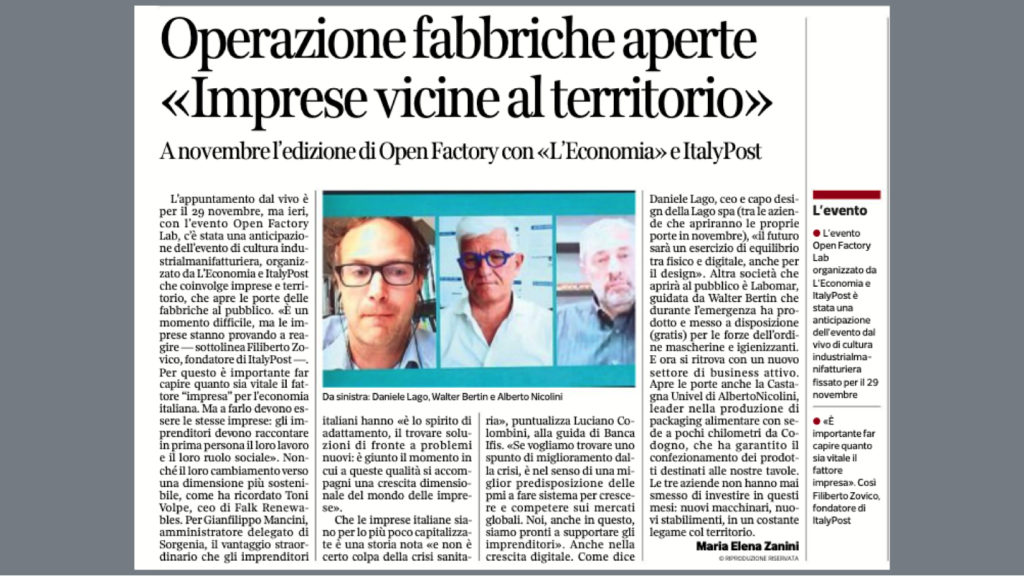 Operazione fabbriche aperte: «Imprese vicine al territorio»