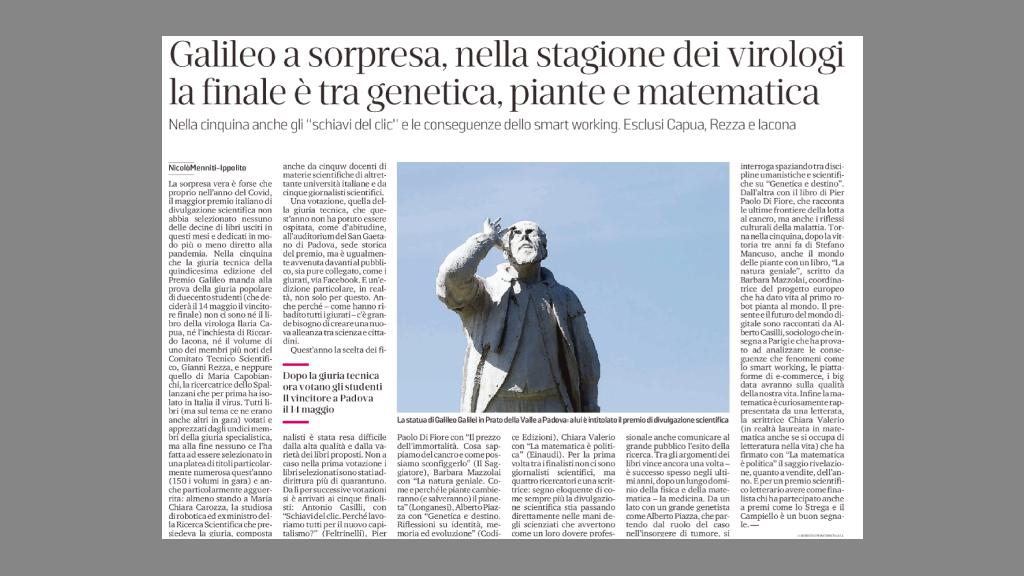 Galileo a sorpresa, nella stagione dei virologi la finale è tra genetica, piante e matematica