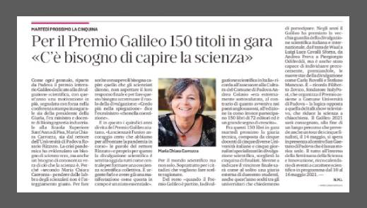 Per il Premio Galileo 150 titoli in gara. «C'è bisogno di capire la scienza»